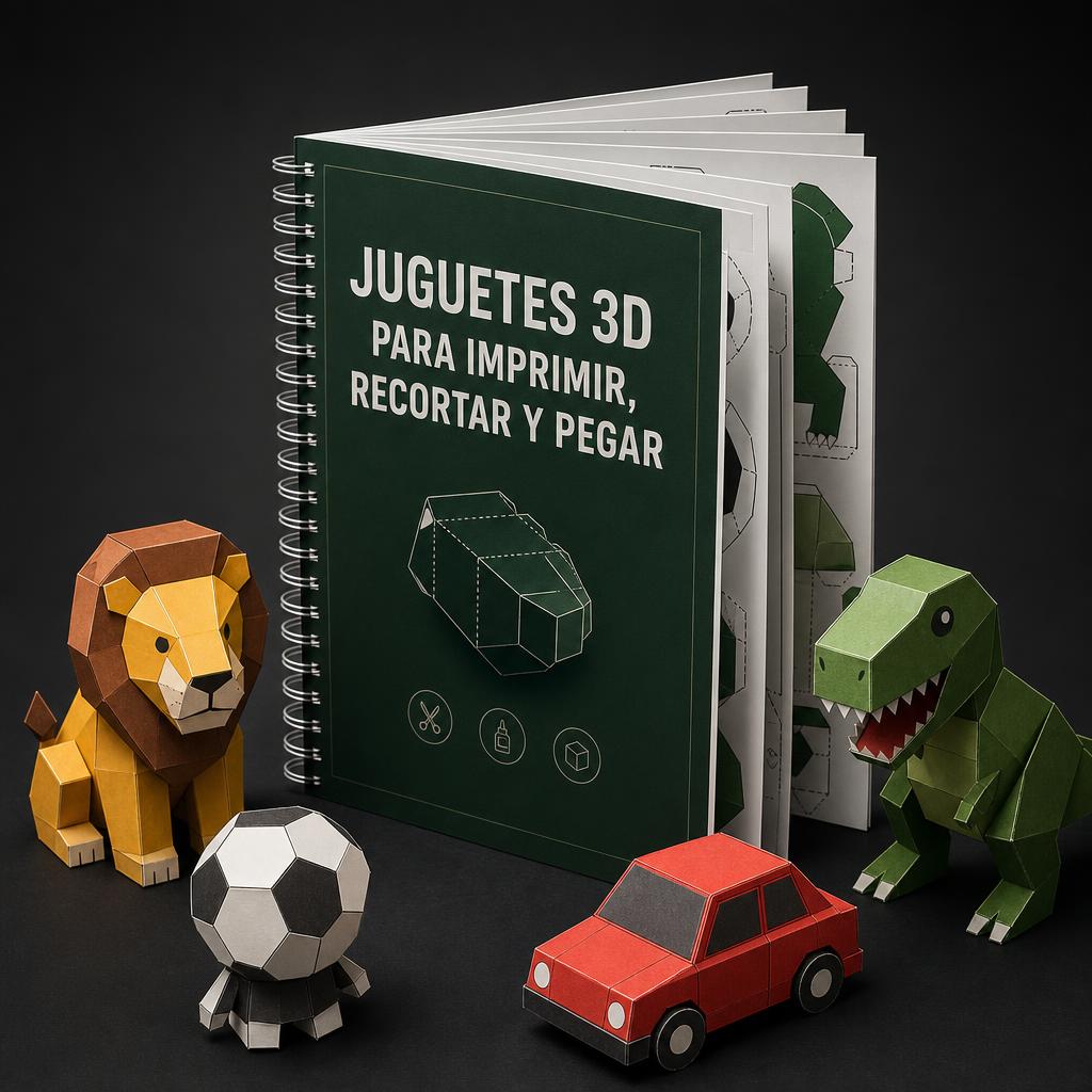 Mockup del bono 🎁 BONO 3: Juguetes 3D para Imprimir, Recortar y Pegar
